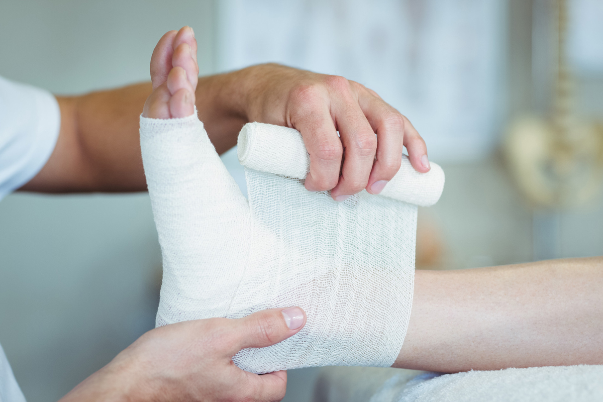 Large wound dressing at ABM Hospital